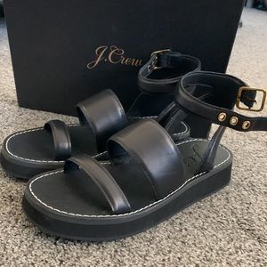 J.crew Mallorca platform double-strap sandals in leather.